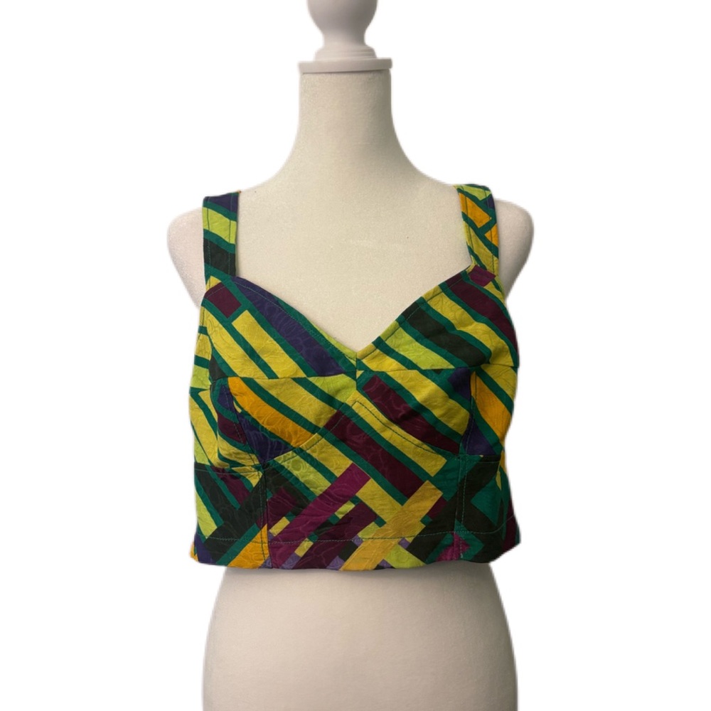NWOT Tracy Reese Multi-color Geometric Crop Tank Top, Size 10